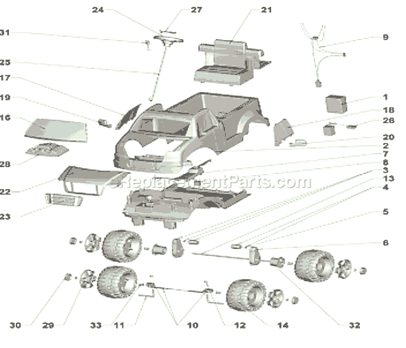 Page A Diagram and Parts List for R1500  Power Wheels Ride-On Cars